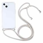 For iPhone 13 mini Four-corner Shockproof Transparent TPU Protective Case with Lanyard (Apricot)