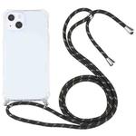 For iPhone 13 mini Four-corner Shockproof Transparent TPU Protective Case with Lanyard (Black Gold)