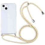 For iPhone 13 mini Four-corner Shockproof Transparent TPU Protective Case with Lanyard (Gold Yellow)