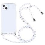 For iPhone 13 mini Four-corner Shockproof Transparent TPU Protective Case with Lanyard (White Thick Black)