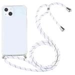 For iPhone 13 mini Four-corner Shockproof Transparent TPU Protective Case with Lanyard (White Thin Black)