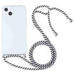For iPhone 13 mini Four-corner Shockproof Transparent TPU Protective Case with Lanyard (Black White)