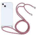 For iPhone 13 mini Four-corner Shockproof Transparent TPU Protective Case with Lanyard (Red Grey Yellow)
