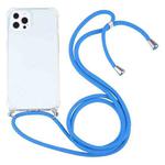 For iPhone 13 Pro Four-corner Shockproof Transparent TPU Protective Case with Lanyard (Blue)