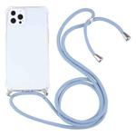 For iPhone 13 Pro Four-corner Shockproof Transparent TPU Protective Case with Lanyard (Blue Grey)
