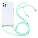 For iPhone 13 Pro Four-corner Shockproof Transparent TPU Protective Case with Lanyard (Mint Green)