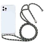 For iPhone 13 Pro Four-corner Shockproof Transparent TPU Protective Case with Lanyard (Black Green Gold)