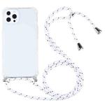 For iPhone 13 Pro Four-corner Shockproof Transparent TPU Protective Case with Lanyard (White Thick Black)