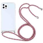 For iPhone 13 Pro Four-corner Shockproof Transparent TPU Protective Case with Lanyard (Red Grey Yellow)