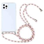 For iPhone 13 Pro Max Four-corner Shockproof Transparent TPU Protective Case with Lanyard (Colorful Pink)