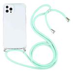 For iPhone 13 Pro Max Four-corner Shockproof Transparent TPU Protective Case with Lanyard (Mint Green)