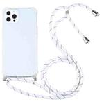 For iPhone 13 Pro Max Four-corner Shockproof Transparent TPU Protective Case with Lanyard (White Thin Black)