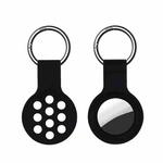 Dual-color Shockproof Silicone Protective Cover Case with Keychain Hook Loop For AirTag(Black White)
