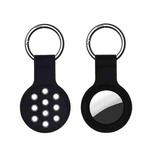 Dual-color Shockproof Silicone Protective Cover Case with Keychain Hook Loop For AirTag(Black Grey)