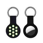 Dual-color Shockproof Silicone Protective Cover Case with Keychain Hook Loop For AirTag(Black Green)