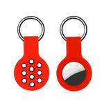 Dual-color Shockproof Silicone Protective Cover Case with Keychain Hook Loop For AirTag(Red Black)