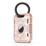 Tank Armor Anti-scratch Shockproof Carbon Fiber TPU Protective Cover Case with Keychain Ring Loop For AirTag(Pink)