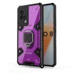 For vivo iQOO 8 Space PC+TPU Shockproof Case with Ring Holder(Purple)