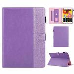 Glitter Powder Stitching Hot-pressed Changing PU Leather Case with Holder & Card Slots For 10 incn Universal Tablet(Purple)