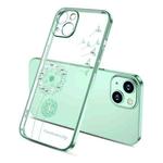 For iPhone 13 mini Electroplating Diamond Dandelion Pattern TPU Shockproof Protective Case (Green)