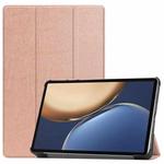 For Honor Tablet V7 Pro Custer Texture Horizontal Flip Leather Case with Three-folding Holder & Sleep / Wake-up Function(Rose Gold)