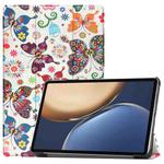 For Honor Tablet V7 Pro Colored Drawing Pattern Horizontal Flip Leather Case with Three-folding Holder & Sleep / Wake-up Function(Color Butterfly)