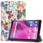For Lenovo Tab M8 3rd Gen Colored Drawing Pattern Horizontal Flip Leather Case with Three-folding Holder(Color Butterfly)