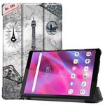 For Lenovo Tab M8 3rd Gen Colored Drawing Pattern Horizontal Flip Leather Case with Three-folding Holder(Retro Tower)