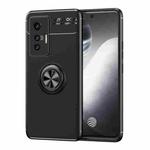 For vivo X70 Metal Ring Holder 360 Degree Rotating TPU Case(Black)