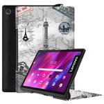 For Lenovo Yoga Tab 11 Custer Texture Coloured Drawing Pattern Horizontal Flip PU Leather Case with Holder & Sleep / Wake-up Function(Retro Tower)