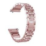 For Samsung Galaxy Watch Active2 20mm Three-beads Diamond Steel Watch Band(Rose Pink)