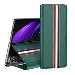 For Samsung Galaxy Z Fold2 5G Lychee Texture PU Card Slot Leather Case with Holder(Green)