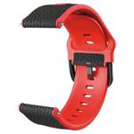 22mm Two-layer Cowhide Leather Watch Band(Black Red)