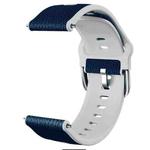 22mm Two-layer Cowhide Leather Watch Band(Blue White)