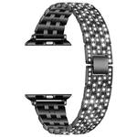 Five-beads Diamond Steel Watch Band For Apple Watch Series 8&7 41mm / SE 2&6&SE&5&4 40mm / 3&2&1 38mm(Black)