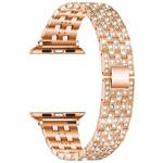 Five-beads Diamond Steel Watch Band For Apple Watch Series 8&7 41mm / SE 2&6&SE&5&4 40mm / 3&2&1 38mm(Rose Gold)