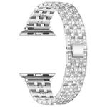 Five-beads Diamond Steel Watch Band For Apple Watch Series 8&7 41mm / SE 2&6&SE&5&4 40mm / 3&2&1 38mm(Silver)