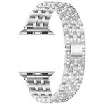 Five-beads Diamond Steel Watch Band For Apple Watch Ultra 49mm / Series 8&7 45mm / SE 2&6&SE&5&4 44mm / 3&2&1 42mm(Silver)