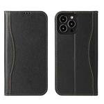 For iPhone 13 Pro Genuine Leather Horizontal Flip Leather Case with Holder & Card Slots & Wallet (Black)