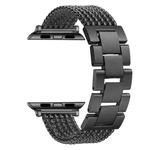 Six-chains Three-beads Steel Watch Band For Apple Watch Series 7 45mm / 6 & SE & 5 & 4 44mm / 3 & 2 & 1 42mm(Black)