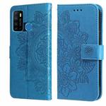 7-petal Flowers Embossing Pattern Horizontal Flip PU Leather Case with Holder & Card Slots & Wallet & Photo Frame For Infinix Hot 9 / Note 7 Lite / X655C(Blue)