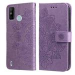 7-petal Flowers Embossing Pattern Horizontal Flip PU Leather Case with Holder & Card Slots & Wallet & Photo Frame For Tecno Spark 6 Go(Light Purple)