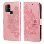 7-petal Flowers Embossing Pattern Horizontal Flip PU Leather Case with Holder & Card Slots & Wallet & Photo Frame For Infinix Hot 10(Rose Gold)
