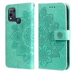 7-petal Flowers Embossing Pattern Horizontal Flip PU Leather Case with Holder & Card Slots & Wallet & Photo Frame For Infinix Hot 10 Play(Green)