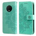 7-petal Flowers Embossing Pattern Horizontal Flip PU Leather Case with Holder & Card Slots & Wallet & Photo Frame For Infinix Note 7 / X690(Green)