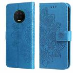 7-petal Flowers Embossing Pattern Horizontal Flip PU Leather Case with Holder & Card Slots & Wallet & Photo Frame For Infinix Note 7 / X690(Blue)