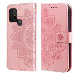 7-petal Flowers Embossing Pattern Horizontal Flip PU Leather Case with Holder & Card Slots & Wallet & Photo Frame For Motorola Moto G30 / G10 / G10 Power / G20(Rose Gold)