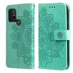 7-petal Flowers Embossing Pattern Horizontal Flip PU Leather Case with Holder & Card Slots & Wallet & Photo Frame For Motorola Moto G30 / G10 / G10 Power / G20(Green)