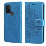 7-petal Flowers Embossing Pattern Horizontal Flip PU Leather Case with Holder & Card Slots & Wallet & Photo Frame For Motorola Moto G30 / G10 / G10 Power / G20(Blue)