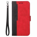 Business Stitching-Color Horizontal Flip PU Leather Case with Holder & Card Slots & Photo Frame For Infinix Hot 9 / Note 7 Lite / X655C / Tecno Camon 15(Red)